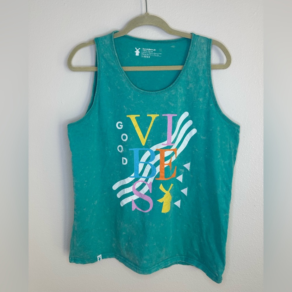Dutch Bros Tank Top Teal 'Vibes'